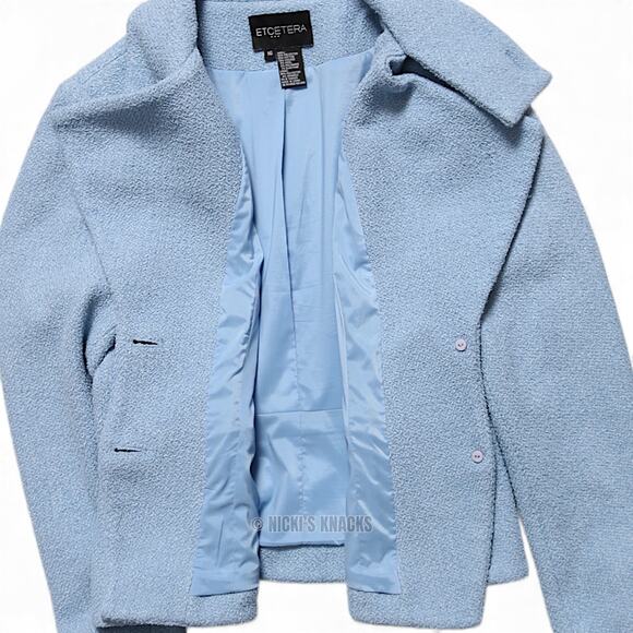 Etcetera Light Blue Boucle Wool Blend Blazer Coat Textured Jacket Womens Size 16 - Picture 6 of 9
